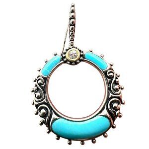 Barbara Bixby SINGLE Earring Sterling Silver 18K Gold Blue Turquoise